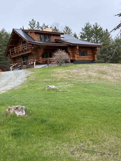 Metal roofing on a log home